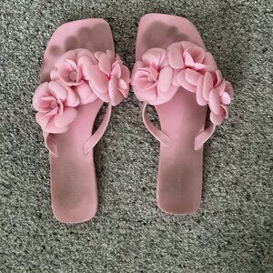Jeffrey Campbell Jelly Slides Petalz Floral Flower‎ Thong Sandals Size 10 Pink